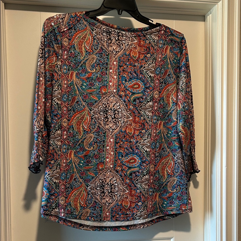 Amazon Women's Paisley Blouse in Blue and Red